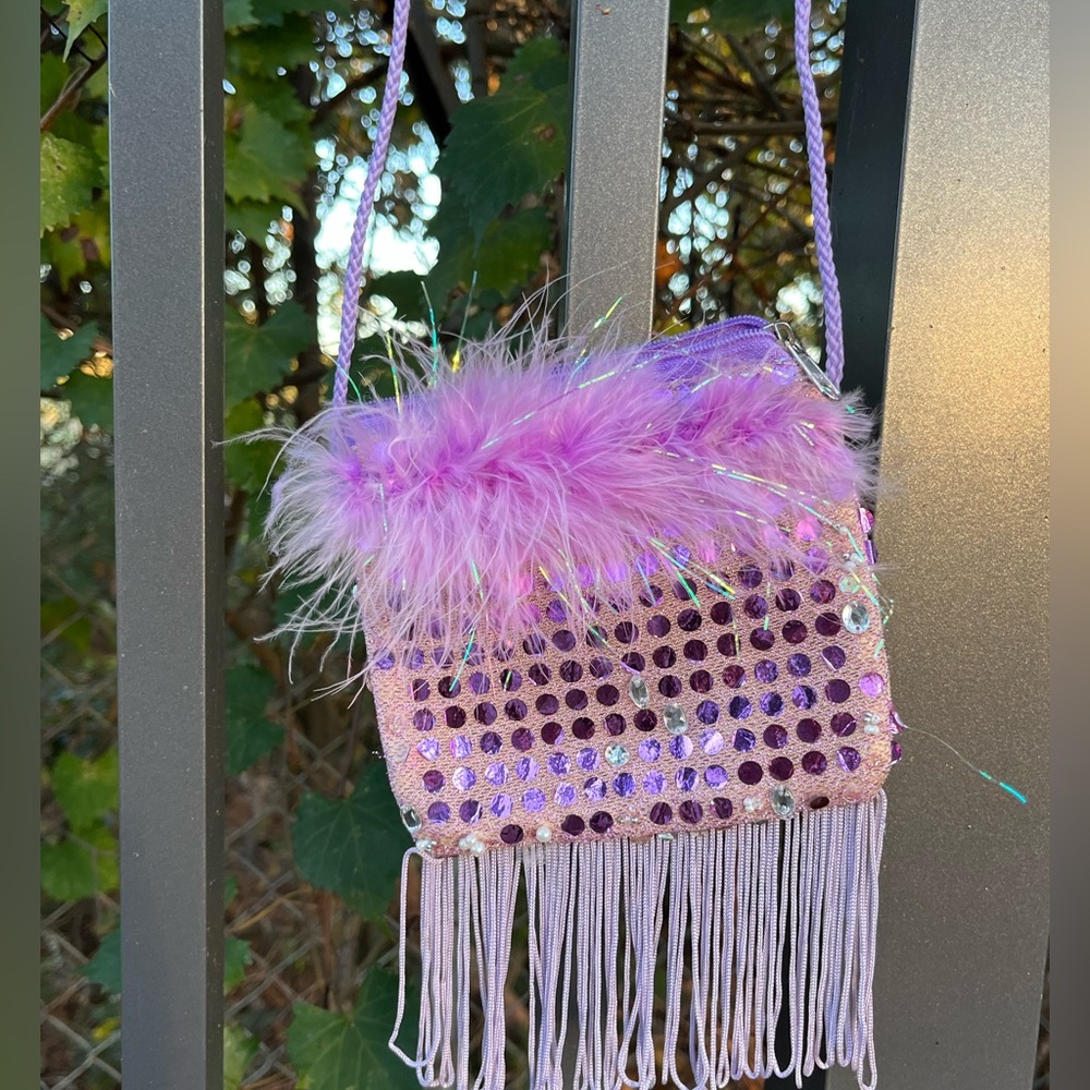 Vintage Mini Purple Fringe Bag